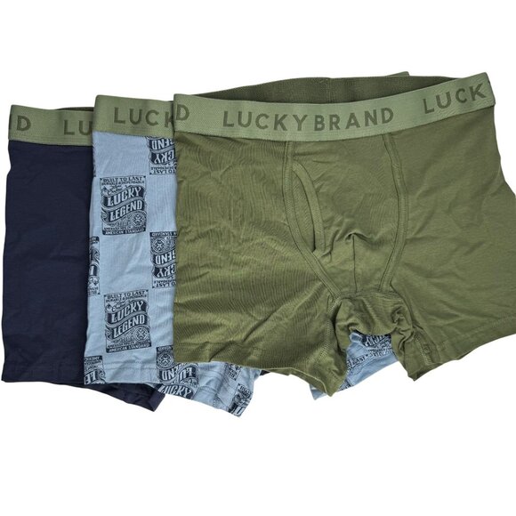 NEW Lucky Brand Sz Med 6'' Inseam 3-Pack Stretch Boxer Briefs Fly Pouch Tagless - Picture 3 of 14